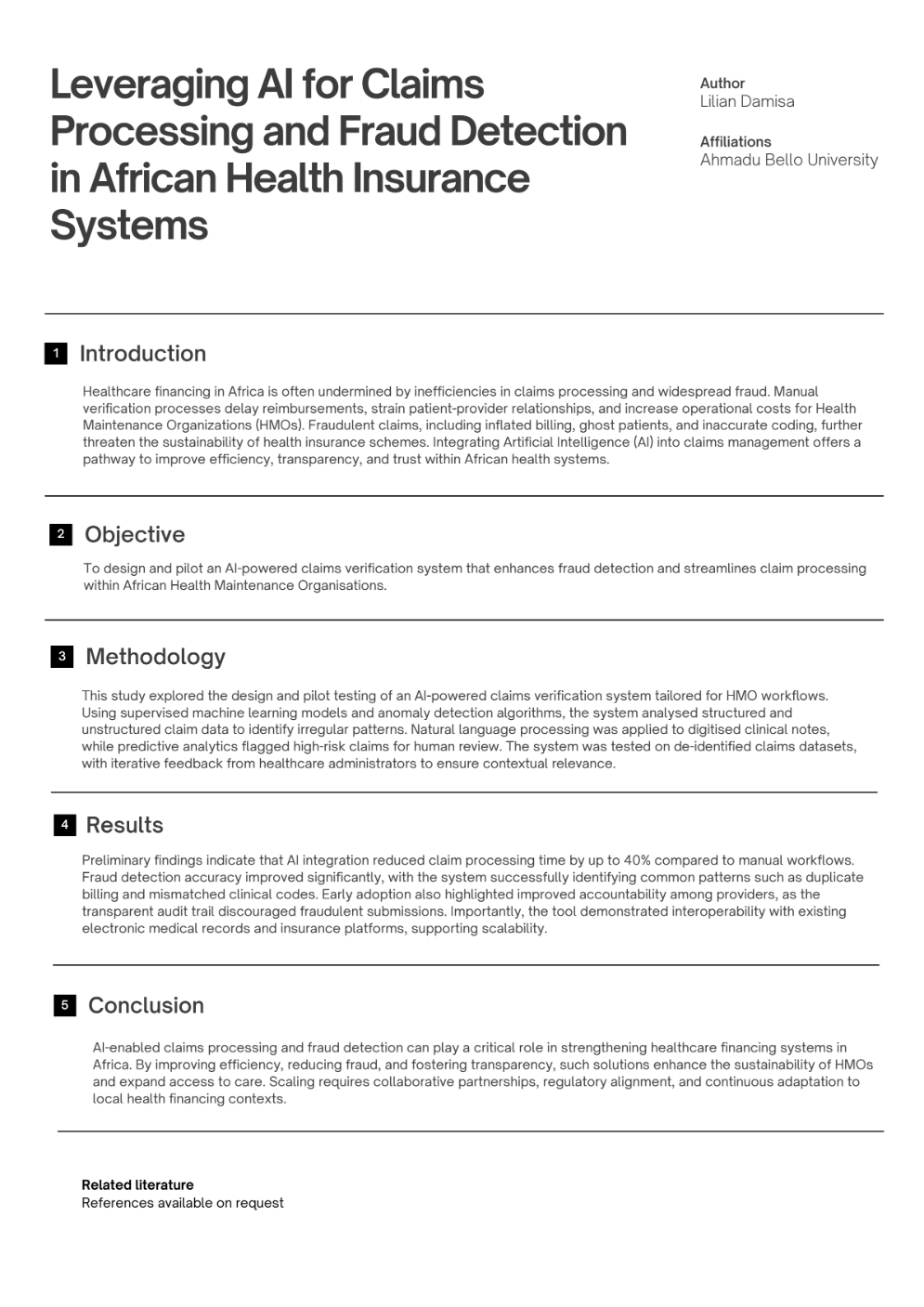 Poster preview for Leveraging AI for Claims Processing and Fraud Detection in African Health Insurance  Systems