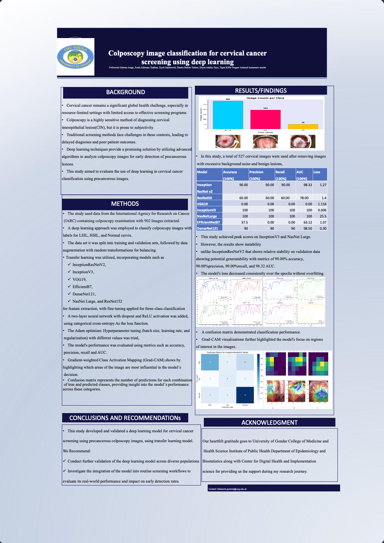 Poster preview for Colposcopy image classification for cervical cancer screening using deep learning