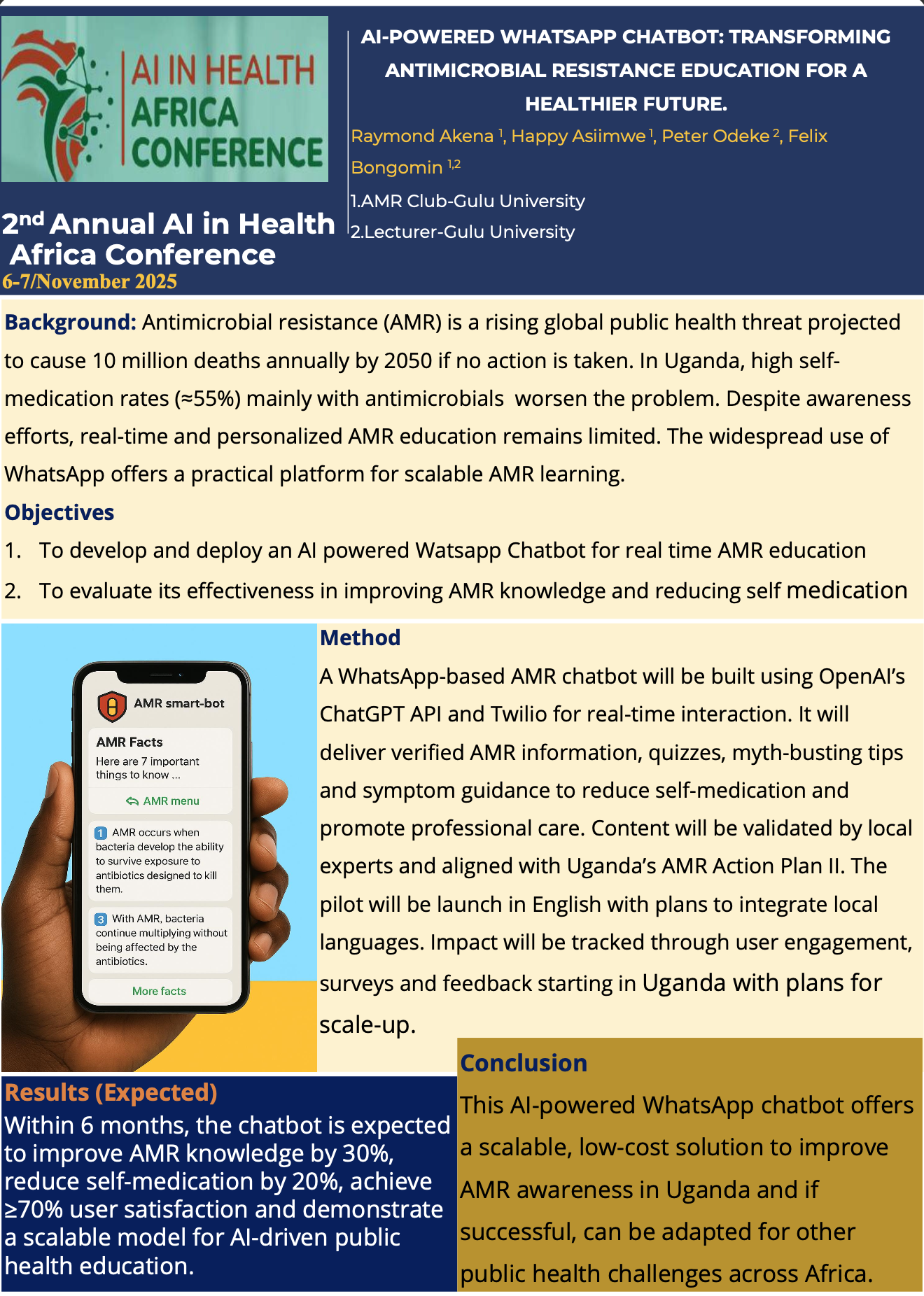 Poster preview for AI-POWERED WHATSAPP CHATBOT: TRANSFORMING ANTIMICROBIAL RESISTANCE EDUCATION FOR A HEALTHIER FUTURE