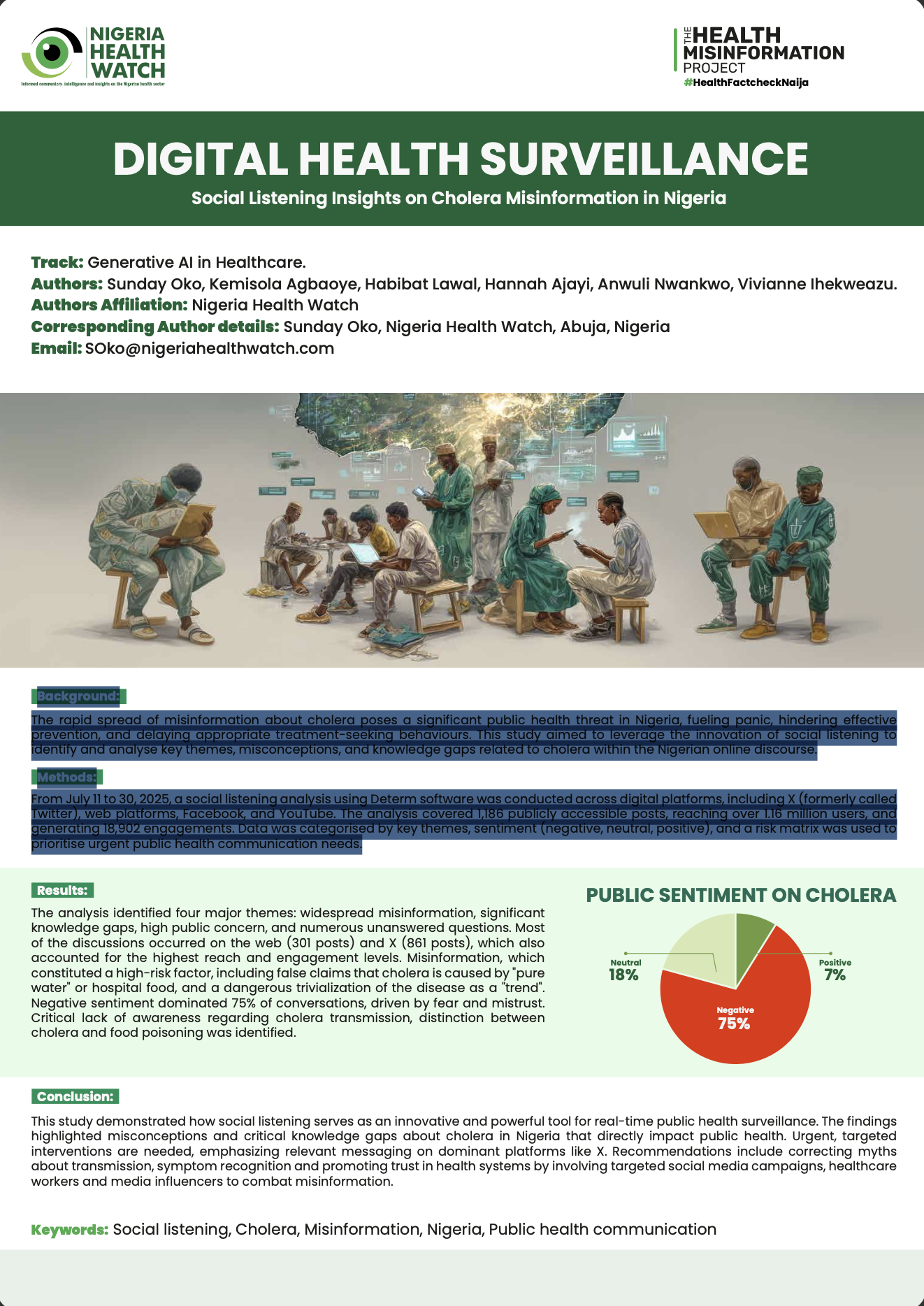 Poster preview for DIGITAL HEALTH SURVEILLANCE: Social Listening Insights on Cholera Misinformation in Nigeria